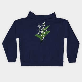 Lily of the valley Flowers Watercolor Painting Kids Hoodie